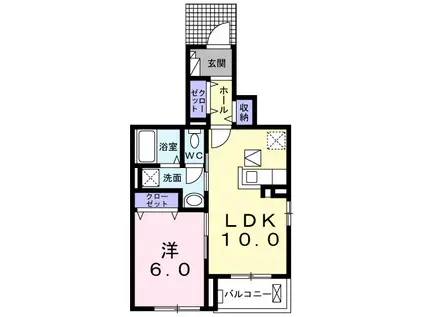 グランデ・フォルテ木ノ本(1LDK/1階)の間取り写真
