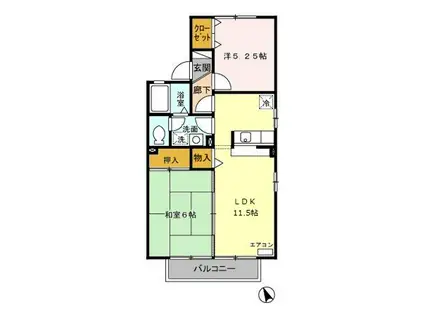 スウィートグラス B(2LDK/1階)の間取り写真