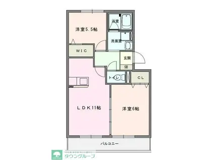 エクレールB(2LDK/2階)の間取り写真