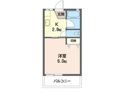 北町サンハイム(1K/1階)の間取り写真