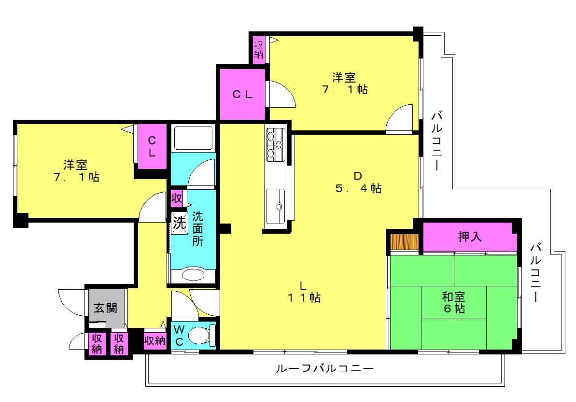 ダイアパレス東加古川(3LDK/5階)の間取り写真