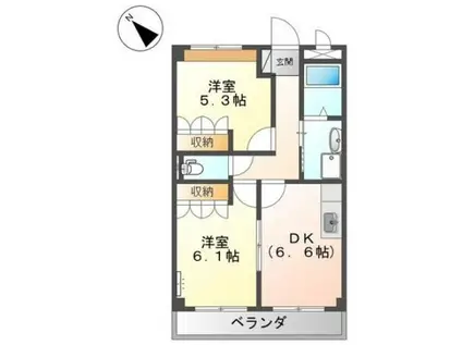 グリーンフィールド(2DK/2階)の間取り写真