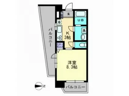 VILLAFELICE(1K/3階)の間取り写真