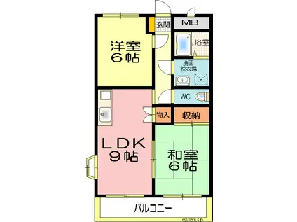 カーザ桝形(2LDK/1階)の間取り写真