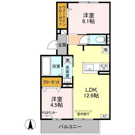 BELL SOAR(2LDK/2階)の間取り写真