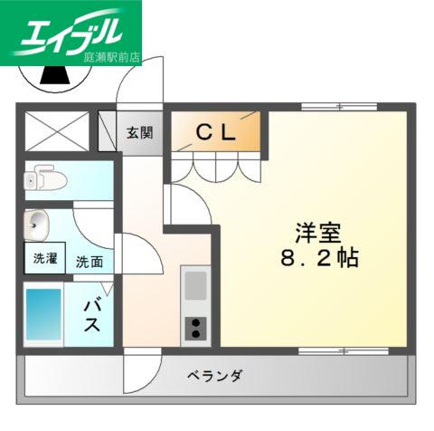 ボンヌール(1K/1階)の間取り写真
