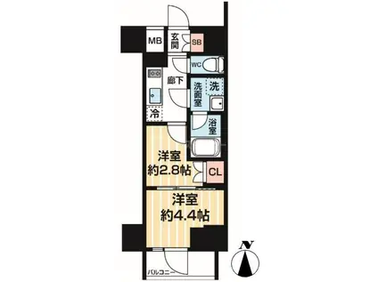 ARCOBALENO MINAMISENJU(2K/7階)の間取り写真