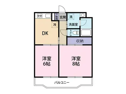 エスペランサI(2DK/1階)の間取り写真