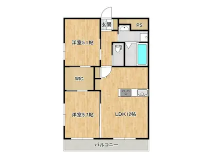 アンソレイエ(2LDK/5階)の間取り写真