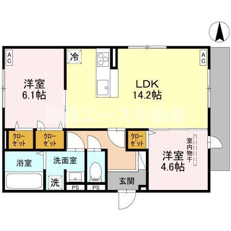 アイビー俊徳道(2LDK/3階)の間取り写真