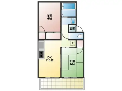 烏城コーポE(2DK/2階)の間取り写真