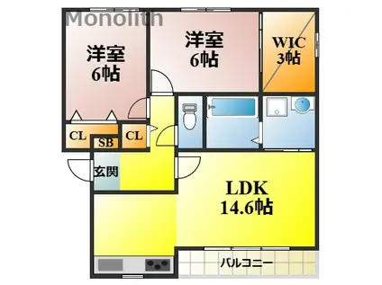  府中レジデンス(2LDK/2階)の間取り写真