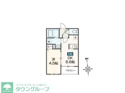 MELDIA鷹の台(1DK/1階)の間取り写真