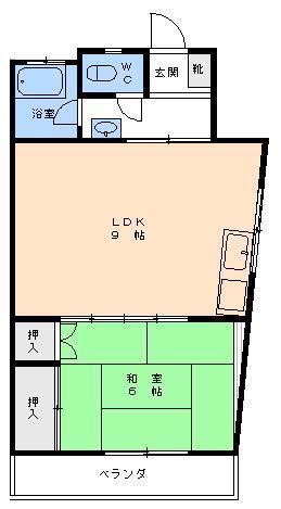 大場ビル(1LDK/3階)の間取り写真