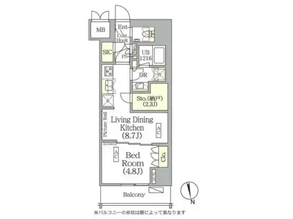 ザ・パークハビオ神楽坂レジデンスサウス(1LDK/9階)の間取り写真