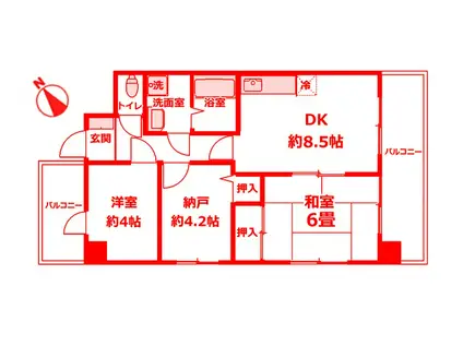 トーレ・アチェ・イー(2SDK/7階)の間取り写真
