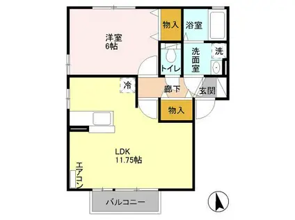 グリーンパーク(1LDK/2階)の間取り写真