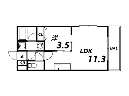 グランピア姫路(1LDK/2階)の間取り写真