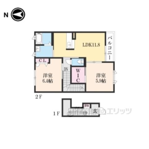 ベルホープ(2LDK/2階)の間取り写真