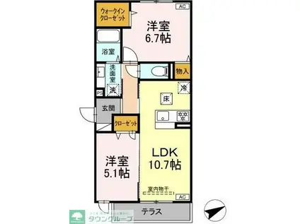 グリーンハウス(2LDK/3階)の間取り写真
