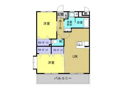 ホーク アイ(2LDK/1階)の間取り写真