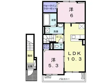 MIRAISE II(2LDK/2階)の間取り写真