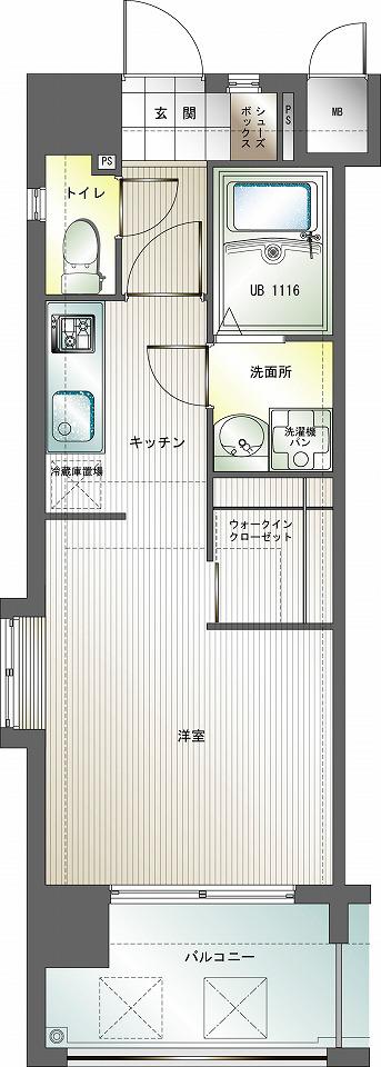 エンクレスト博多III(1K/12階)の間取り写真