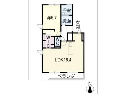 パークシティカニタ(1LDK/2階)の間取り写真
