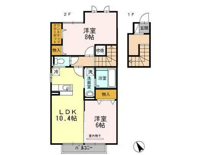 アルカンシェル(2LDK/2階)の間取り写真