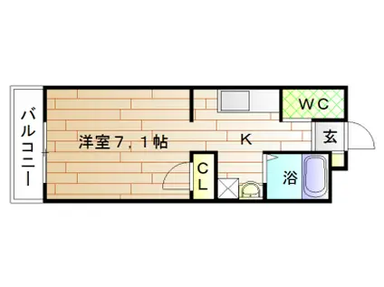 ピンズ土穴(1K/2階)の間取り写真