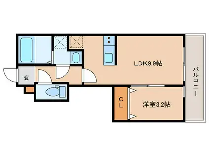 KENTOLILY 高宮(1LDK/3階)の間取り写真