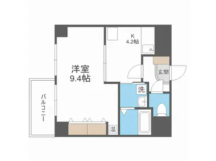 WILL DO堺筋本町(1K/9階)の間取り写真