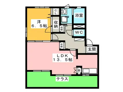 クレール(1LDK/1階)の間取り写真