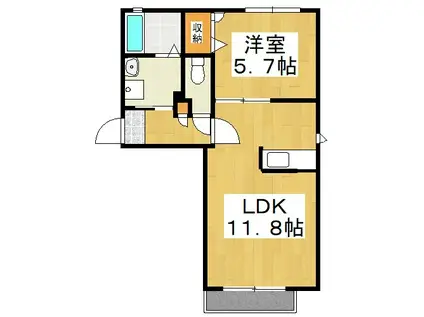 シャーメゾンプロスペリーテA棟(1LDK/2階)の間取り写真