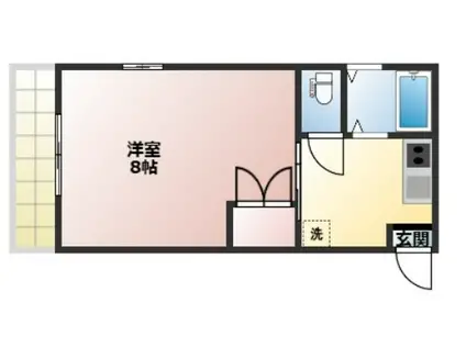 リトルハイム長岡61(1K/4階)の間取り写真