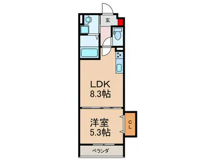 クリエオーレ藤阪中町II(1LDK/2階)の間取り写真