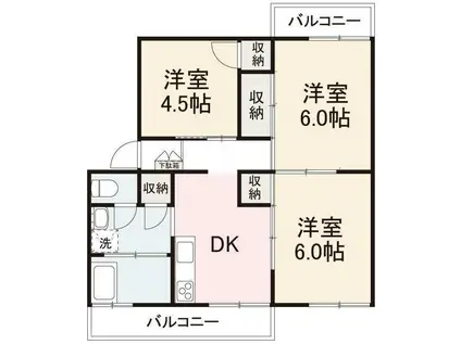 ラ・トゥール高松町 F1(3DK/1階)の間取り写真