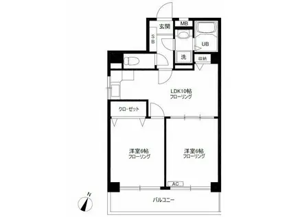 パル・豊島館(2LDK/2階)の間取り写真