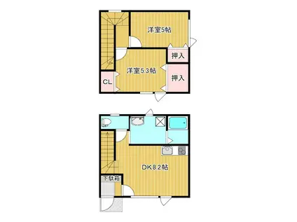 インフィールド(2DK/1階)の間取り写真