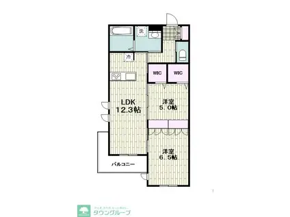 坂戸2丁目メゾン(2LDK/2階)の間取り写真
