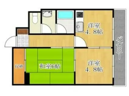 アメニティつるみや(2DK/3階)の間取り写真