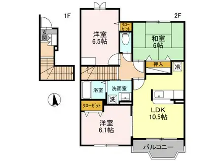 グラツィアB(3LDK/2階)の間取り写真
