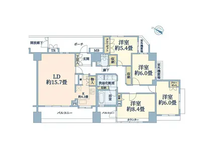 シャリエ神楽坂(4LDK/14階)の間取り写真