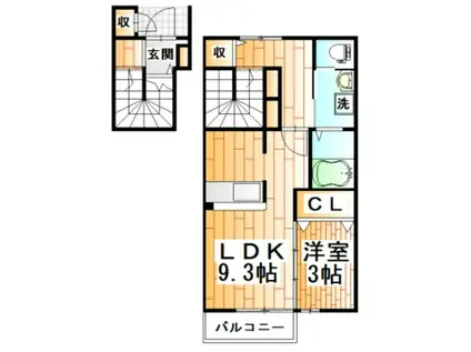 サン・クリスタル(1LDK/2階)の間取り写真