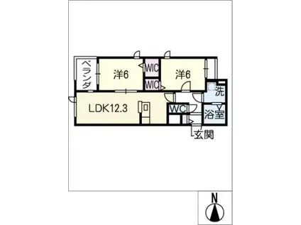 シャトー本郷 西館(2LDK/2階)の間取り写真