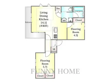 CASA DOMANI(2LDK/3階)の間取り写真
