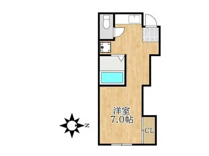 M&BハウスⅠ(ワンルーム/2階)の間取り写真