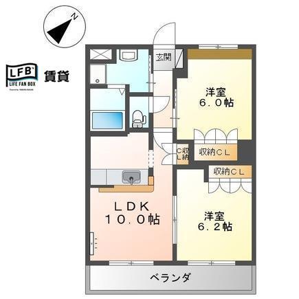 アルテミス(2LDK/2階)の間取り写真
