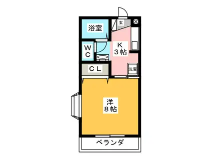 ショウトク(1K/1階)の間取り写真