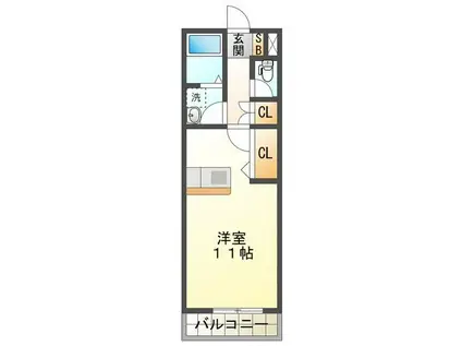 BELIEVE N2(ワンルーム/1階)の間取り写真